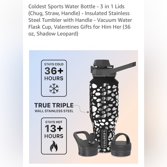 Sports Water Bottle - Black and White Comes with Cirkul lid and 10 Cirkul Flavor - Picture 2 of 6